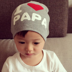Baby Balaclava Knit Hat I Love Mom Dad Print