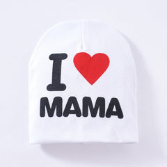 Baby Balaclava Knit Hat I Love Mom Dad Print