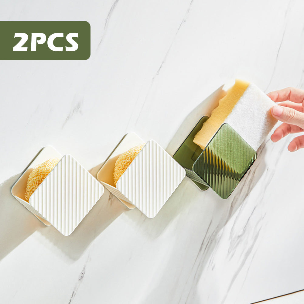 2pcs Open Bottom Kitchen Sink Drain Rack Self Adhesive Holder