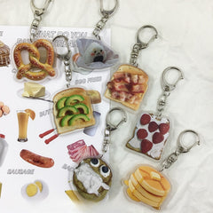 Creative Bread Keychain Acrylic Funny Pendant for Boys