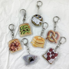 Creative Bread Keychain Acrylic Funny Pendant for Boys