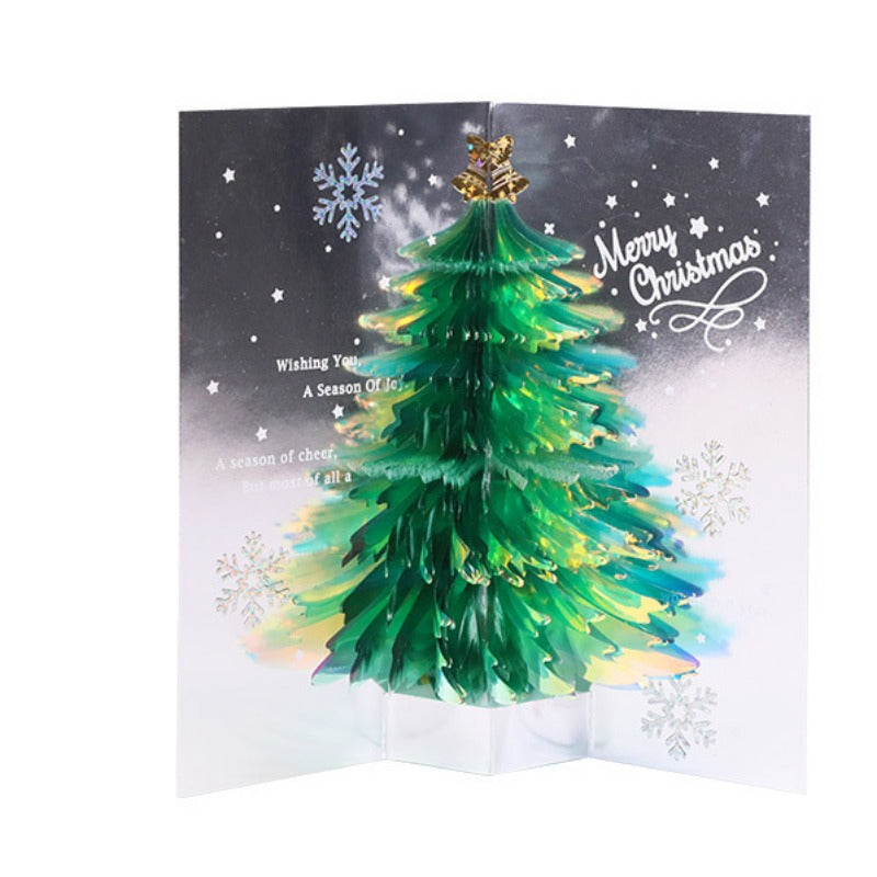 3D Christmas Tree Greeting Card - Spread Holiday Cheer to Friends