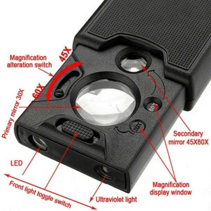 Foldable 3 In 1 LED UV Lighted Magnifying Glass