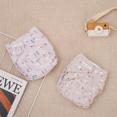 2pcs Baby Recycled Cloth Diapers With Inserts Reusable Washable Nappy