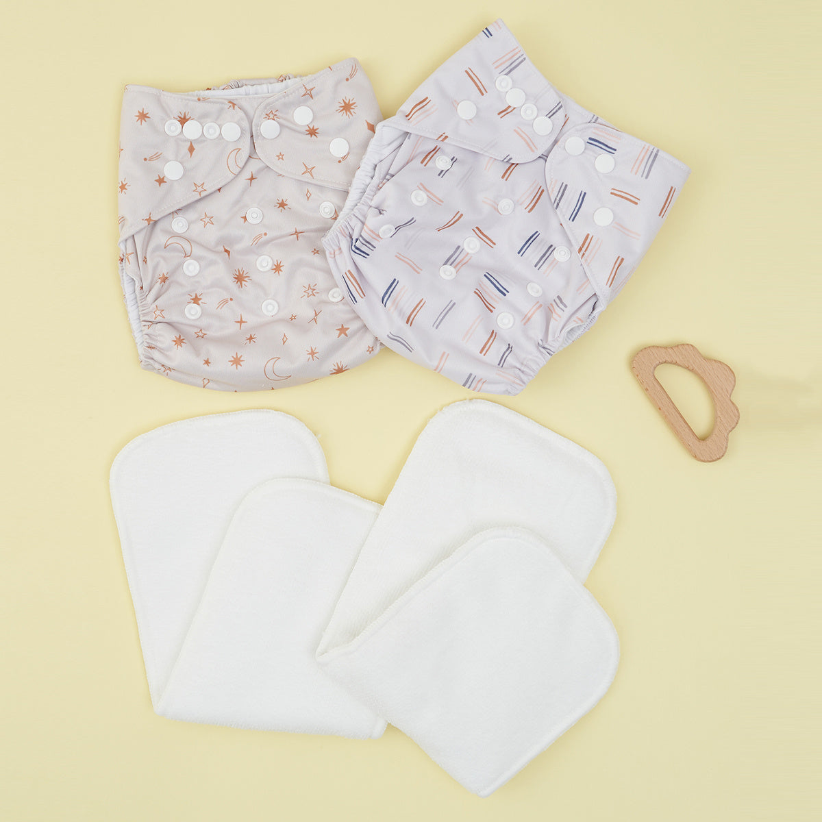 2pcs Baby Recycled Cloth Diapers With Inserts Reusable Washable Nappy