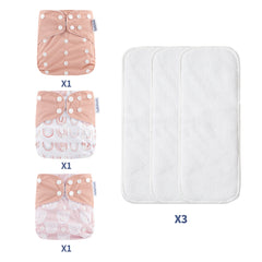 Coolapeach 3pcs Set Washable Baby Cloth Diaper With Inserts