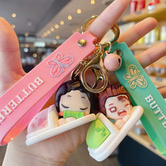 Slippers Key Ring Doll Pendant Couple Bag Ornament Cartoon Key Chain Men Boys
