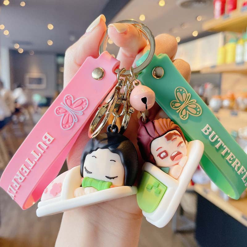 Slippers Key Ring Doll Pendant Couple Bag Ornament Cartoon Key Chain Men Boys