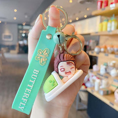 Slippers Key Ring Doll Pendant Couple Bag Ornament Cartoon Key Chain Men Boys