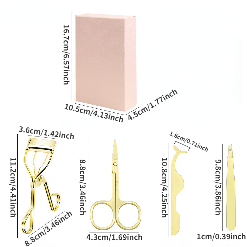 4pcs Eyelash Tools Set False Eyelash Applicator Scissors Curlers Tweezers