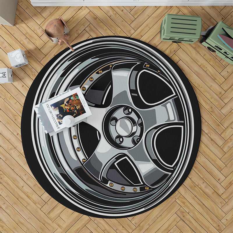 Round Tire Shape Floor Mat Boys Bedroom Decor Rug Creative Area Rugs