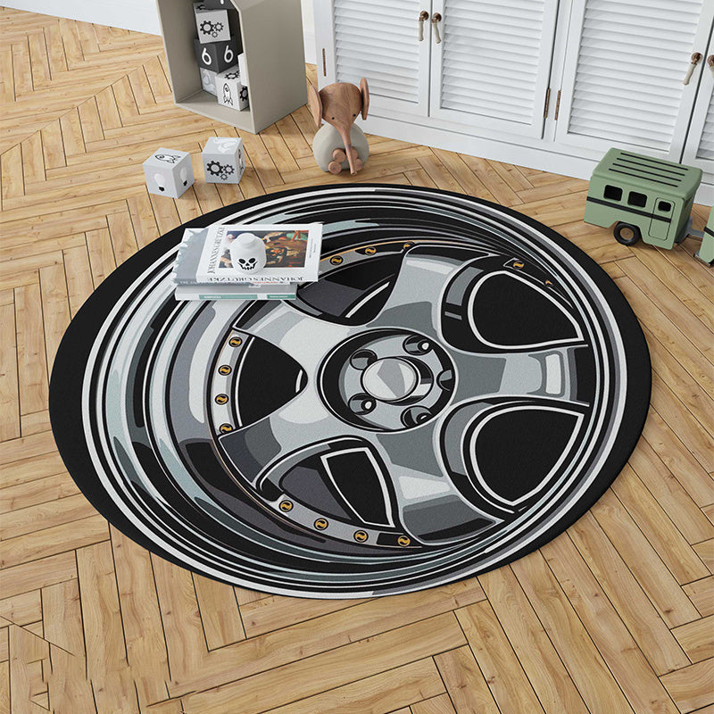 Round Tire Shape Floor Mat Boys Bedroom Decor Rug Creative Area Rugs