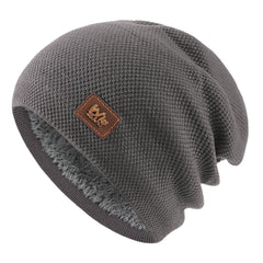 Men's Winter Warm Wool Knitted Cap With Fleece Lining