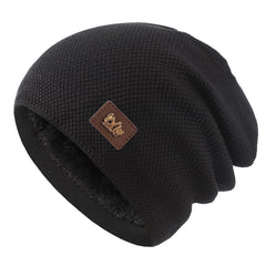 Men's Winter Warm Wool Knitted Cap With Fleece Lining