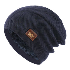 Men's Winter Warm Wool Knitted Cap With Fleece Lining