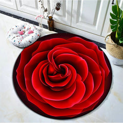 Rose Kitchen Rug Wedding Anniversary Love Couple Gift Round Carpet