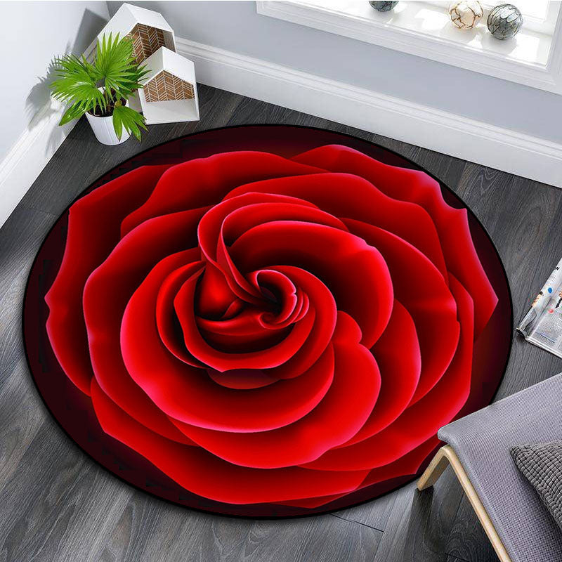 Rose Kitchen Rug Wedding Anniversary Love Couple Gift Round Carpet