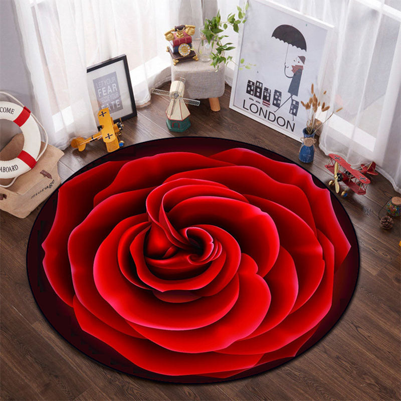 Rose Kitchen Rug Wedding Anniversary Love Couple Gift Round Carpet