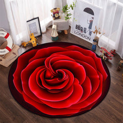 Rose Kitchen Rug Wedding Anniversary Love Couple Gift Round Carpet