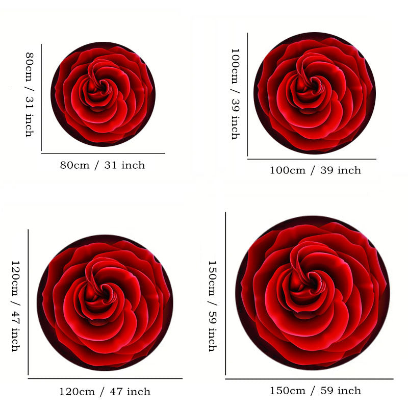 Rose Kitchen Rug Wedding Anniversary Love Couple Gift Round Carpet