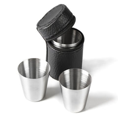 4Pcs 1oz Stainless Steel Shot Cups with Protector Cover