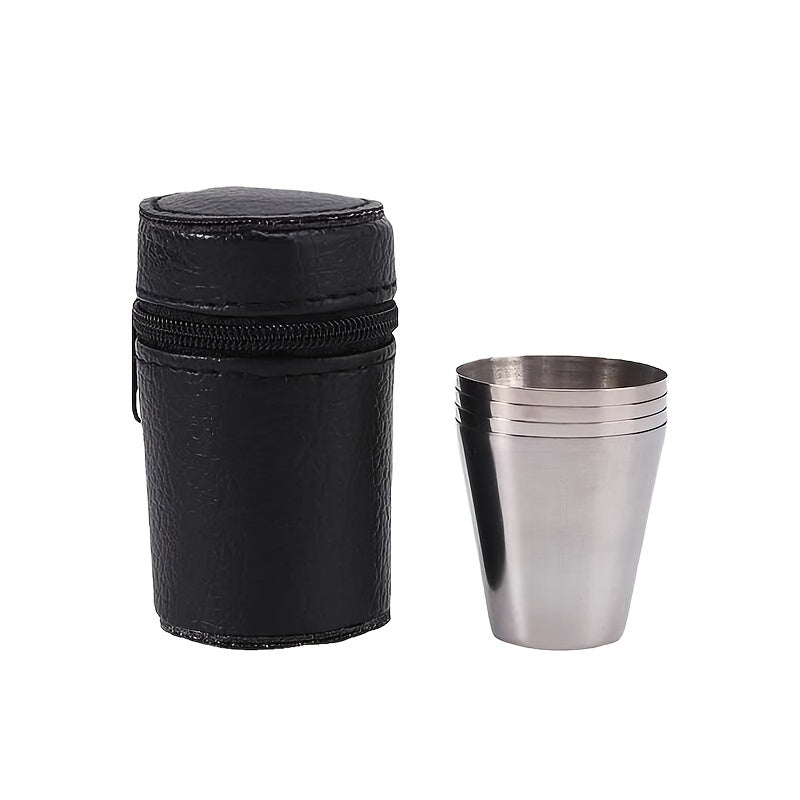 4Pcs 1oz Stainless Steel Shot Cups with Protector Cover