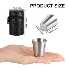 4Pcs 1oz Stainless Steel Shot Cups with Protector Cover
