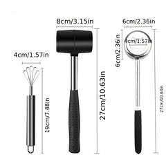 3pcs Coconut Opener Tools Set Rubber Hammer Slicer Planer Kitchen Supplies
