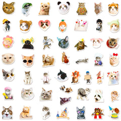 50pcs Funny Cat Stickers Animated Decoration Waterproof Stickers