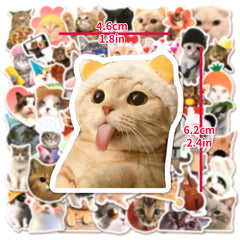 50pcs Funny Cat Stickers Animated Decoration Waterproof Stickers