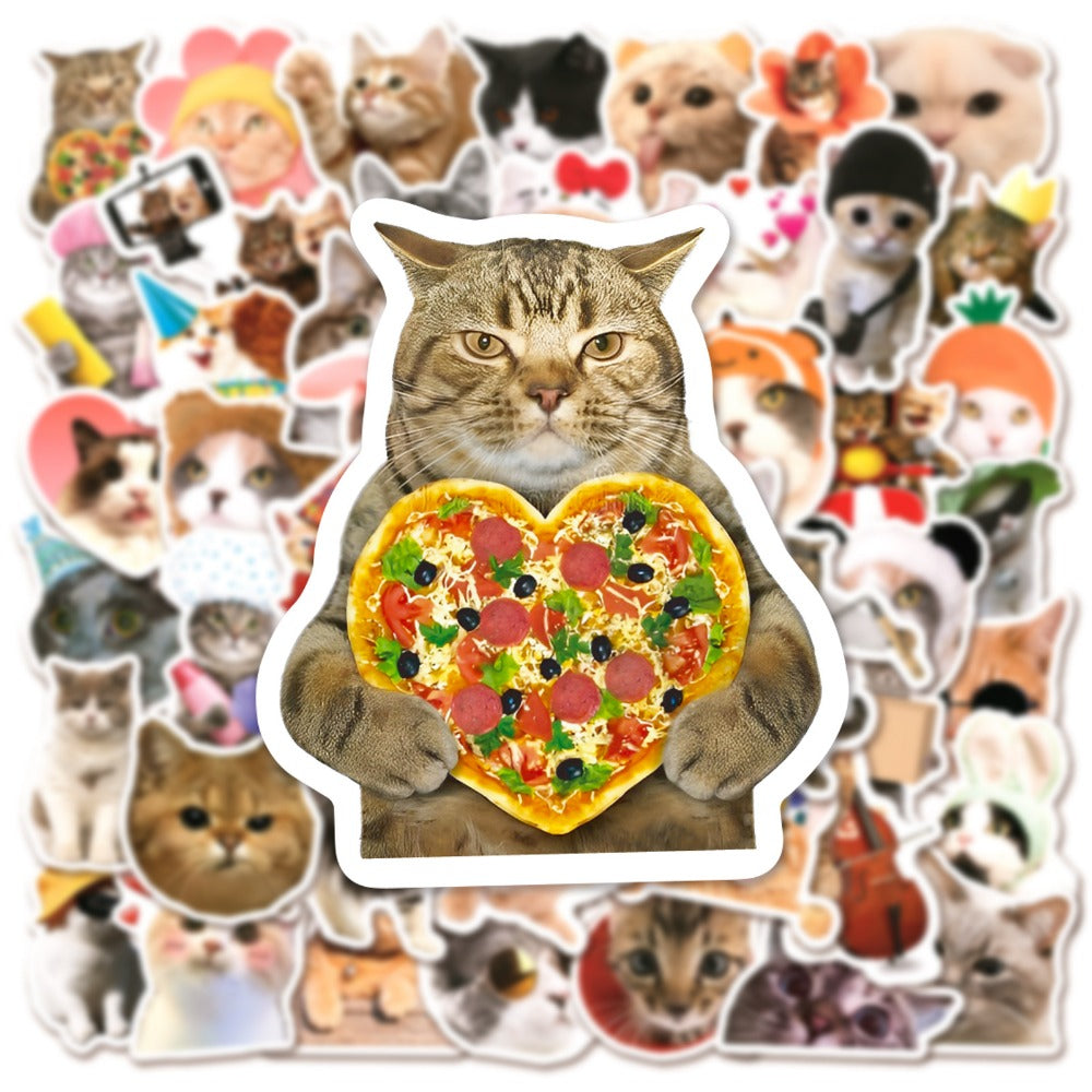 50pcs Funny Cat Stickers Animated Decoration Waterproof Stickers