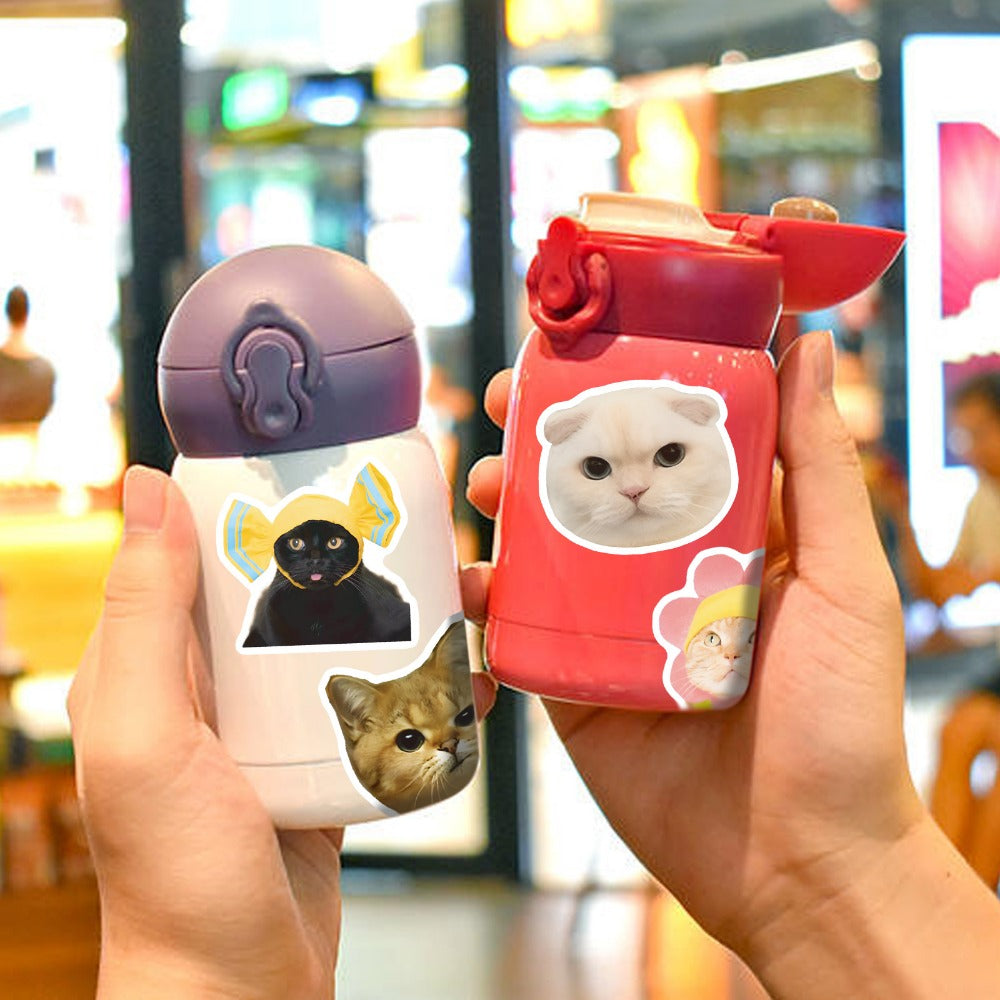 50pcs Funny Cat Stickers Animated Decoration Waterproof Stickers
