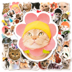 50pcs Funny Cat Stickers Animated Decoration Waterproof Stickers