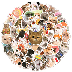 50pcs Funny Cat Stickers Animated Decoration Waterproof Stickers
