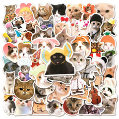 50pcs Funny Cat Stickers Animated Decoration Waterproof Stickers