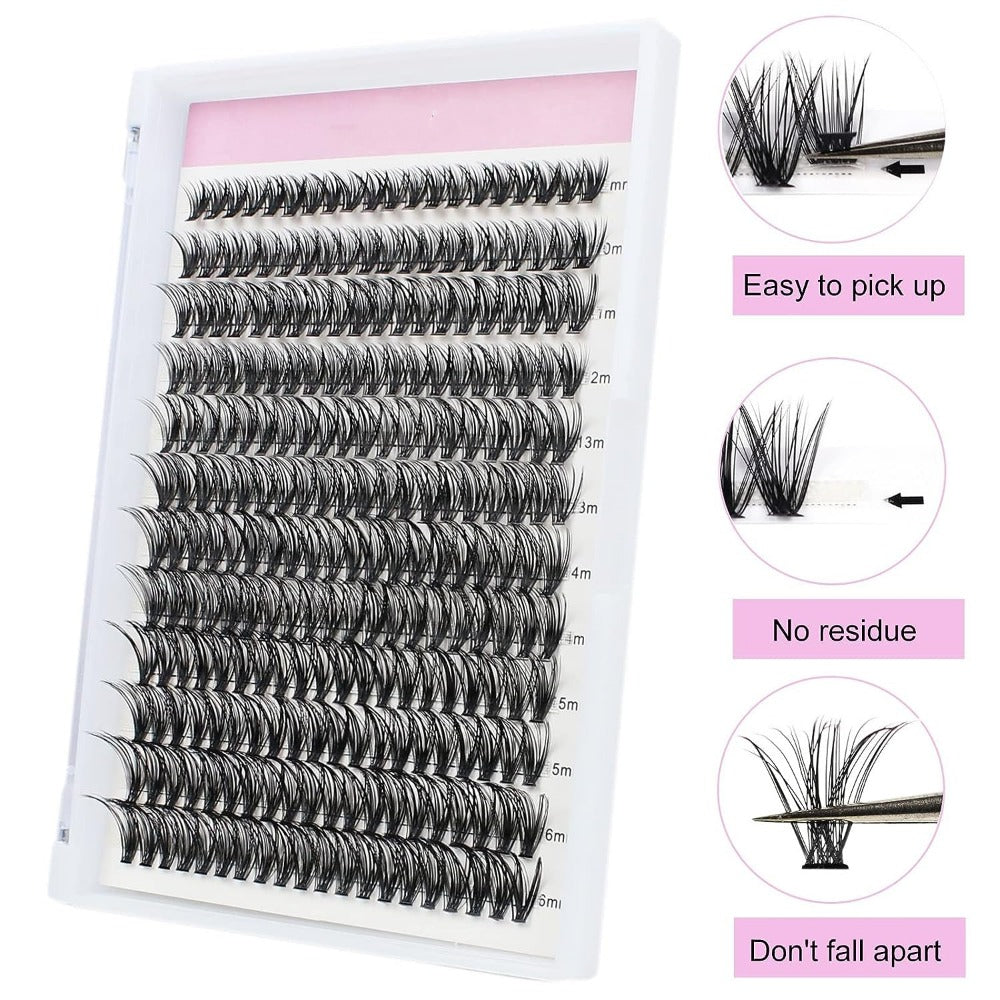 240pcs 40D Eyelash Cluster Extension D Curl Mixed Tray Faux Mink Lashes