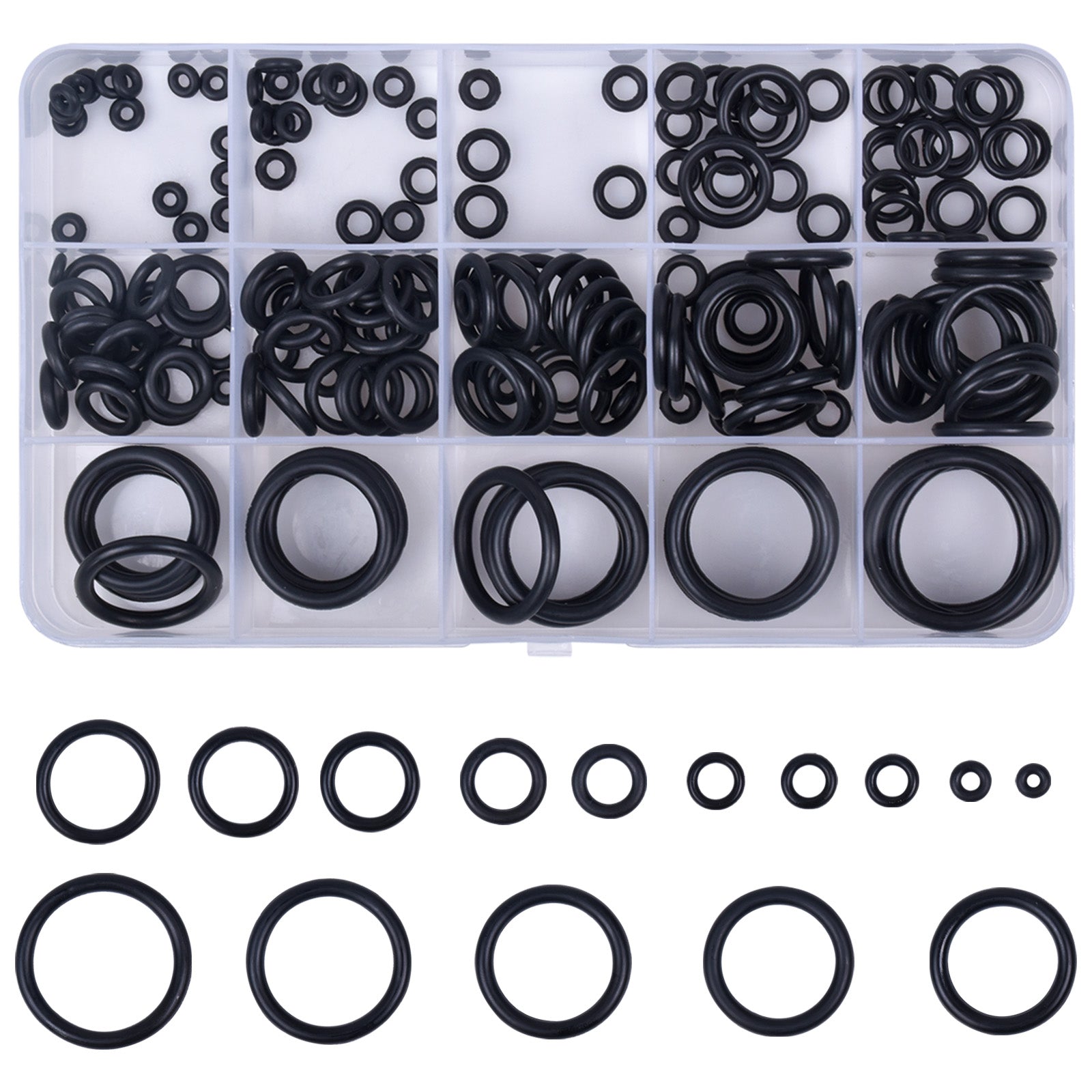 200pcs 15 Sizes Gasket Rings Set Rubber O Ring Assortment