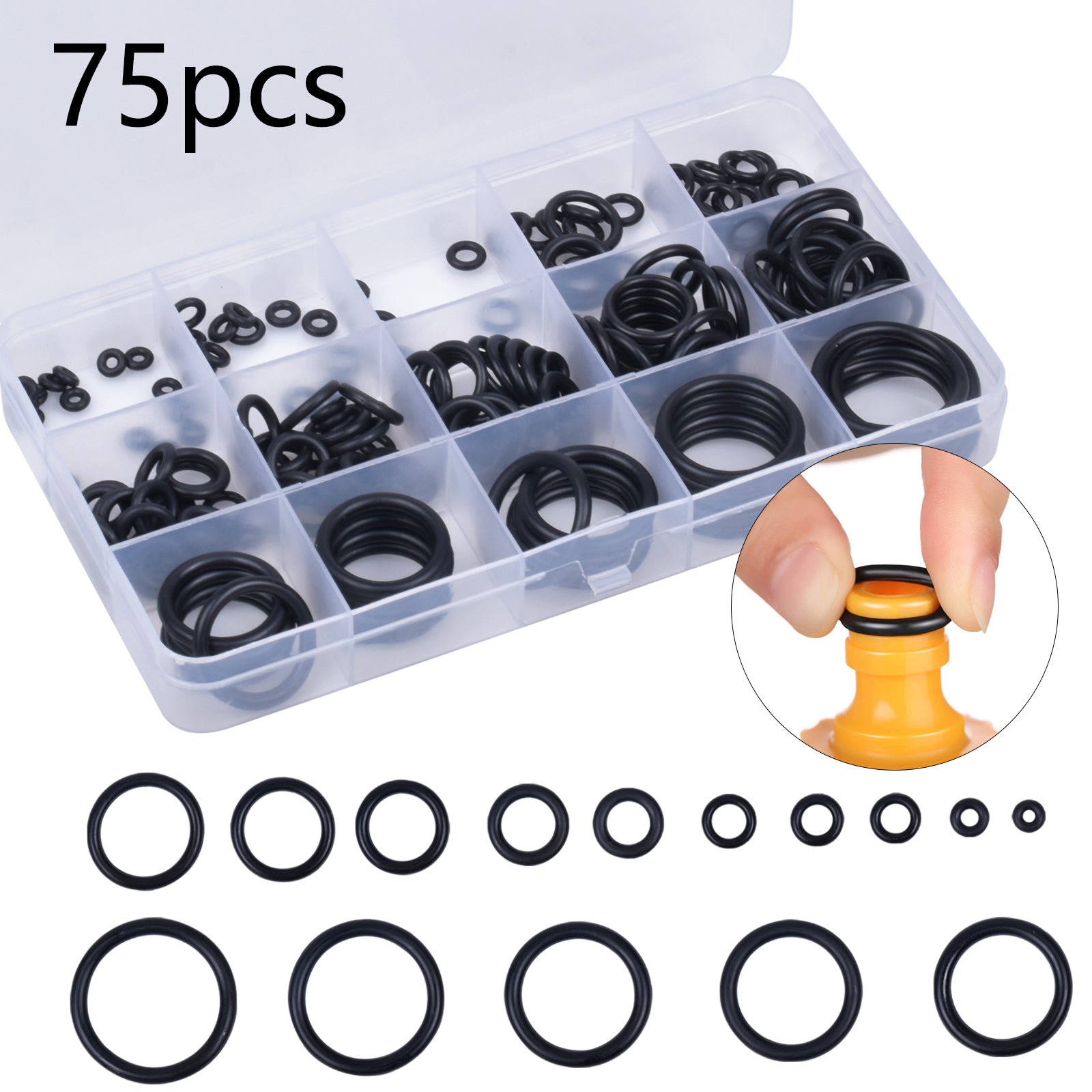 200pcs 15 Sizes Gasket Rings Set Rubber O Ring Assortment