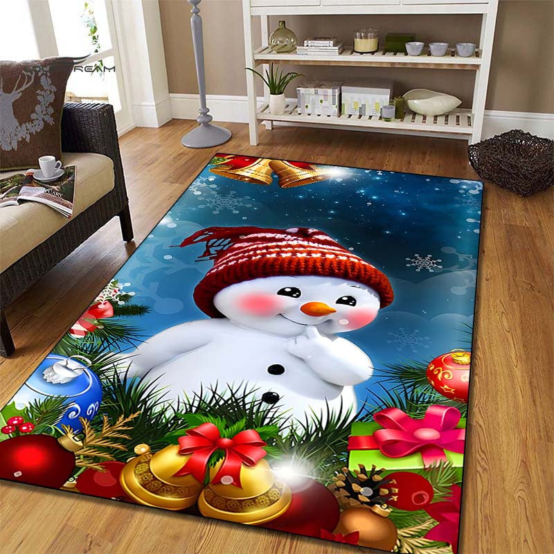 Christmas Snowman Carpet Vintage Red Kitchen Rug Living Room Tea Table Mats