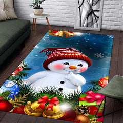Christmas Snowman Carpet Vintage Red Kitchen Rug Living Room Tea Table Mats