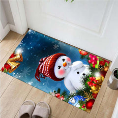 Christmas Snowman Carpet Vintage Red Kitchen Rug Living Room Tea Table Mats
