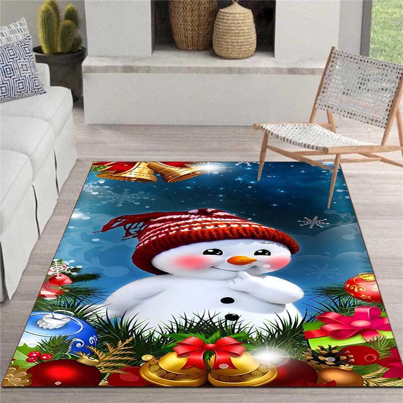 Christmas Snowman Carpet Vintage Red Kitchen Rug Living Room Tea Table Mats
