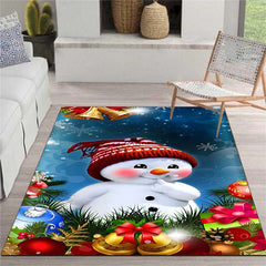 Christmas Snowman Carpet Vintage Red Kitchen Rug Living Room Tea Table Mats