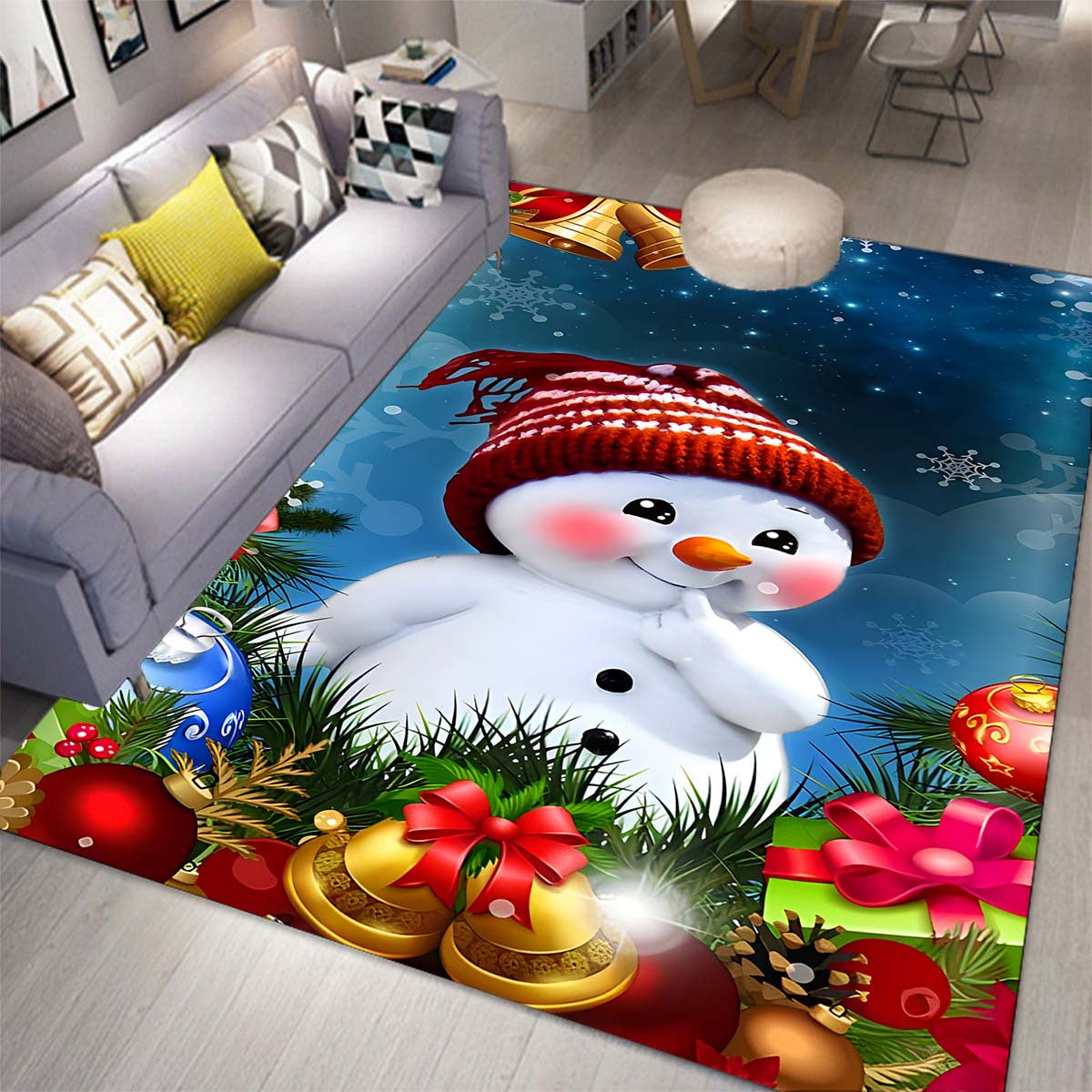 Christmas Snowman Carpet Vintage Red Kitchen Rug Living Room Tea Table Mats