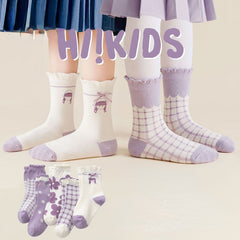 5 Pairs Girls Kids Cartoon Crew Socks for Autumn/Winter