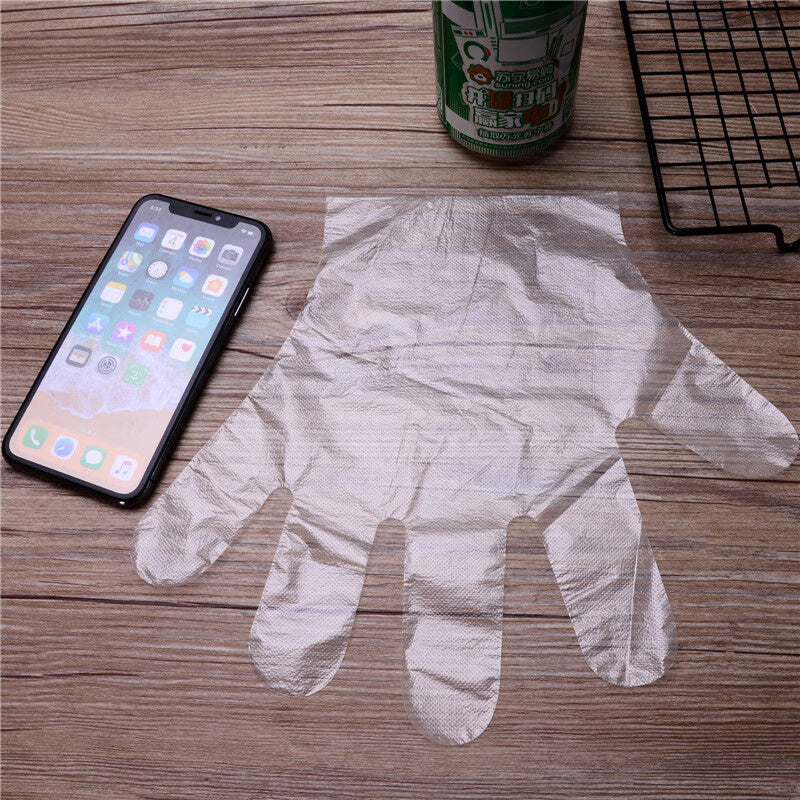 100pcs Plastic Disposable Gloves for Cleaning Beauty Salons Hair Dyeing