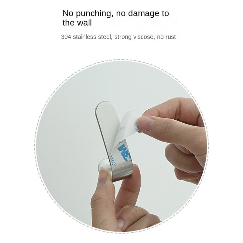 5pcs Stainless Steel Adhesive Hooks Kitchen Single Hanger Hook