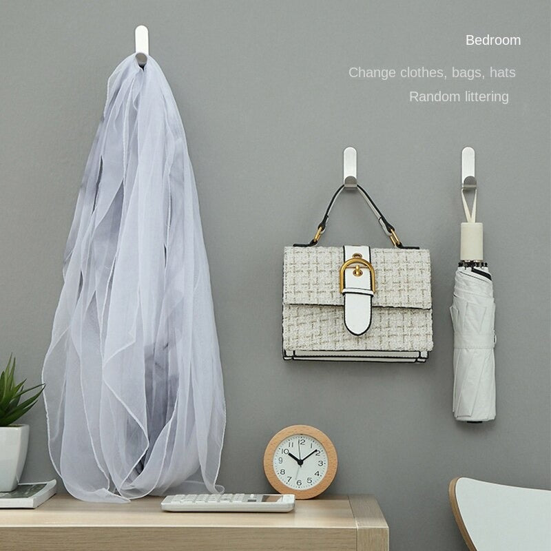 5pcs Stainless Steel Adhesive Hooks Kitchen Single Hanger Hook