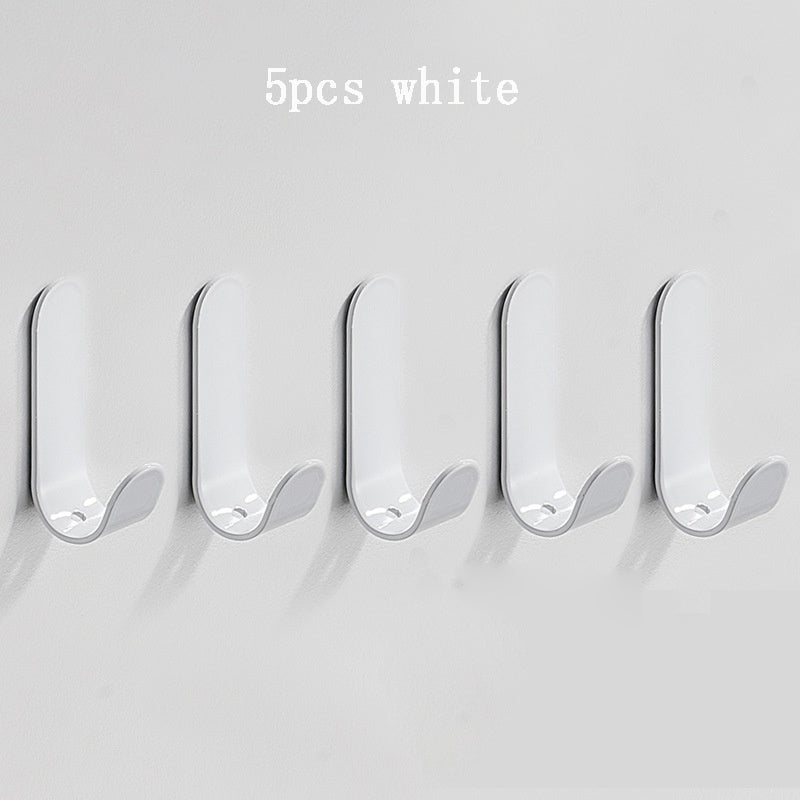 5pcs Stainless Steel Adhesive Hooks Kitchen Single Hanger Hook