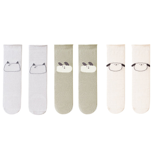 3 Pairs Boys Over Knee Socks Cartoon Pattern Toddlers High Socks
